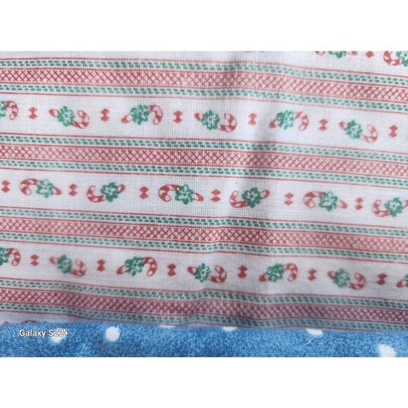 Three blue, red, and green candy cane and evergreen tree fabrics - Picture 9 of 9